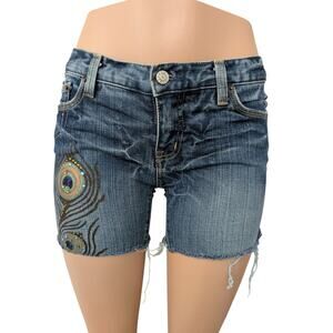 bebe vintage carmen peacock jean cutoffs